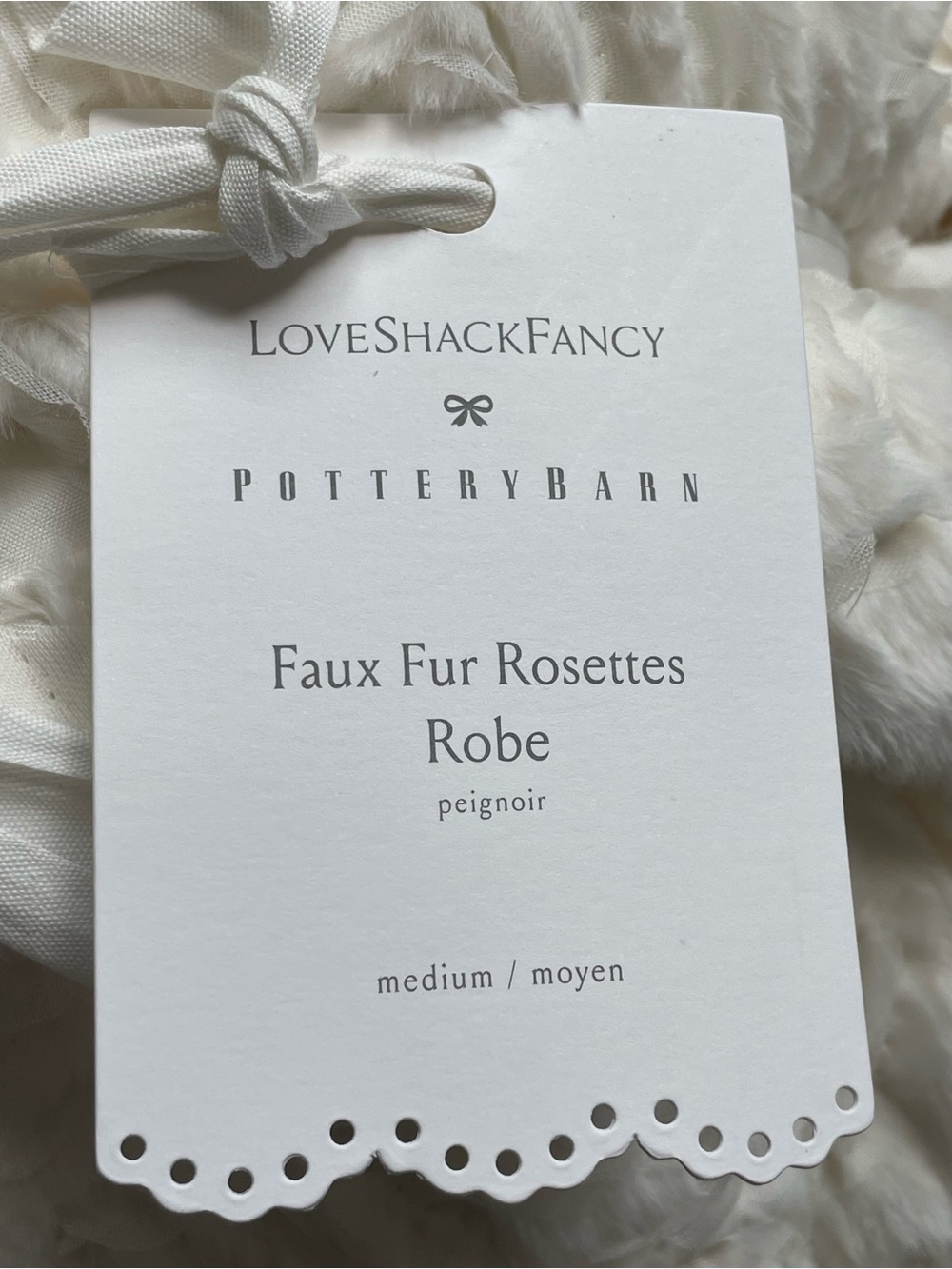 Pottery Barn Cream Plush Swirl-Textured Shawl Collar Robe - Picture 4 of 4